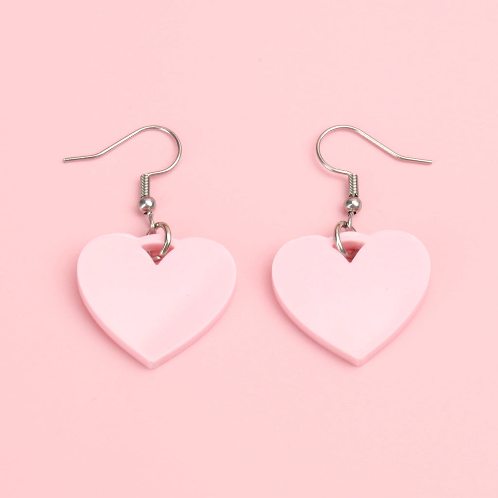 Pink Heart Mini Drop Earrings - Sour Cherry