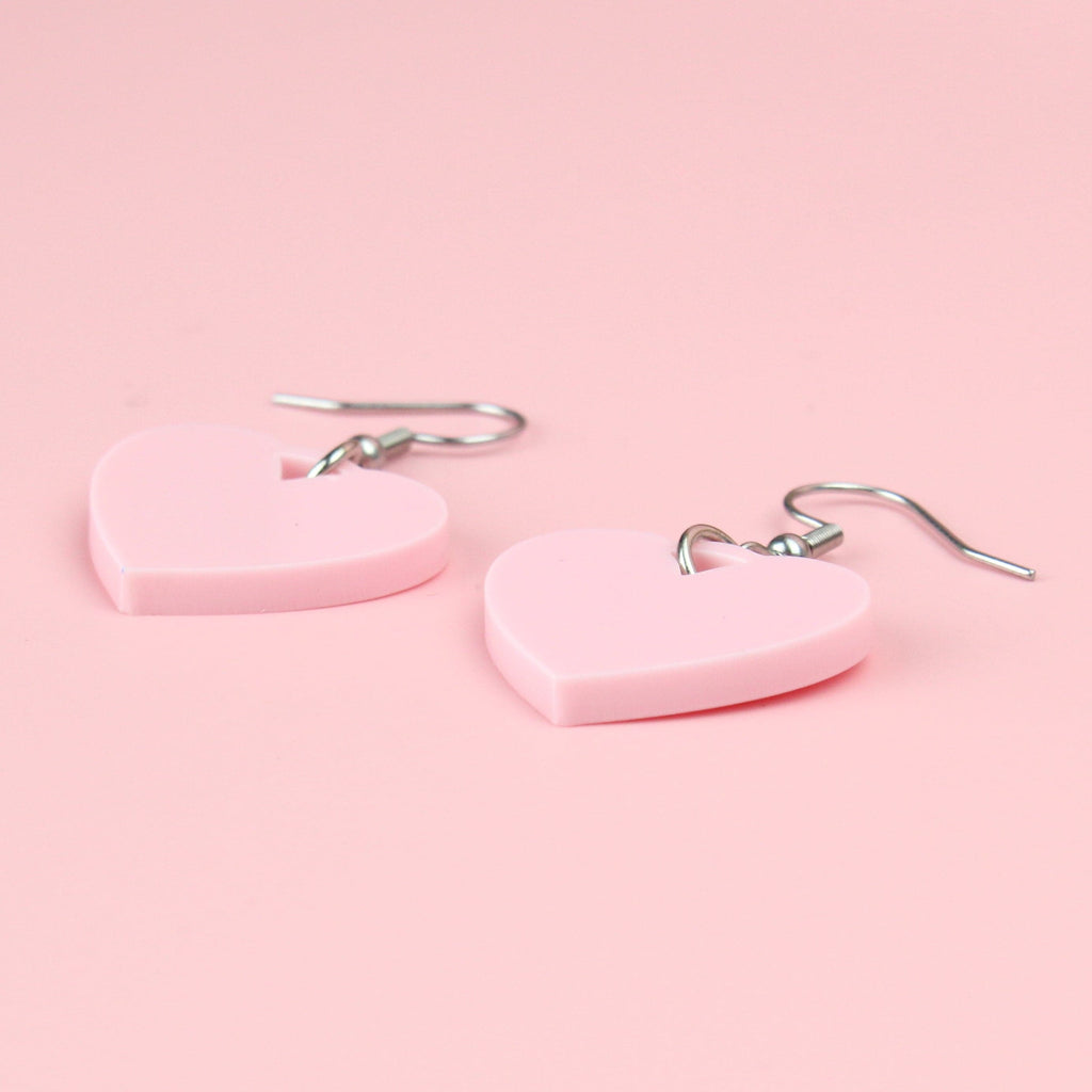 Pink Heart Mini Drop Earrings - Sour Cherry