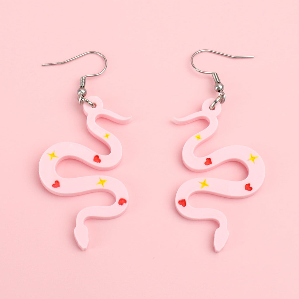 Love And Good Fortune Snake Earrings - Sour Cherry