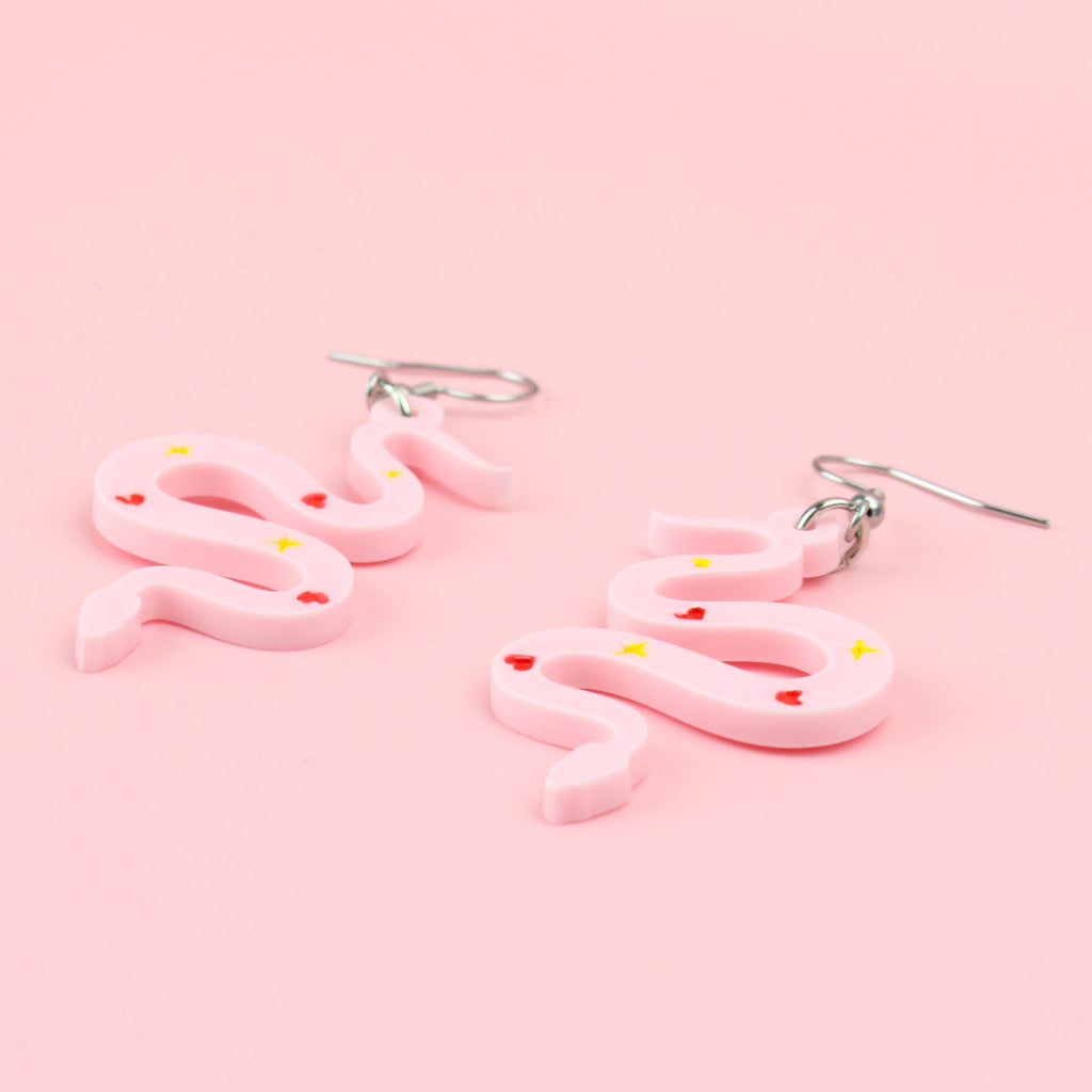 Love And Good Fortune Snake Earrings - Sour Cherry