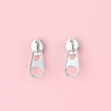 Zipper Earrings (Silver Plated) - Sour Cherry