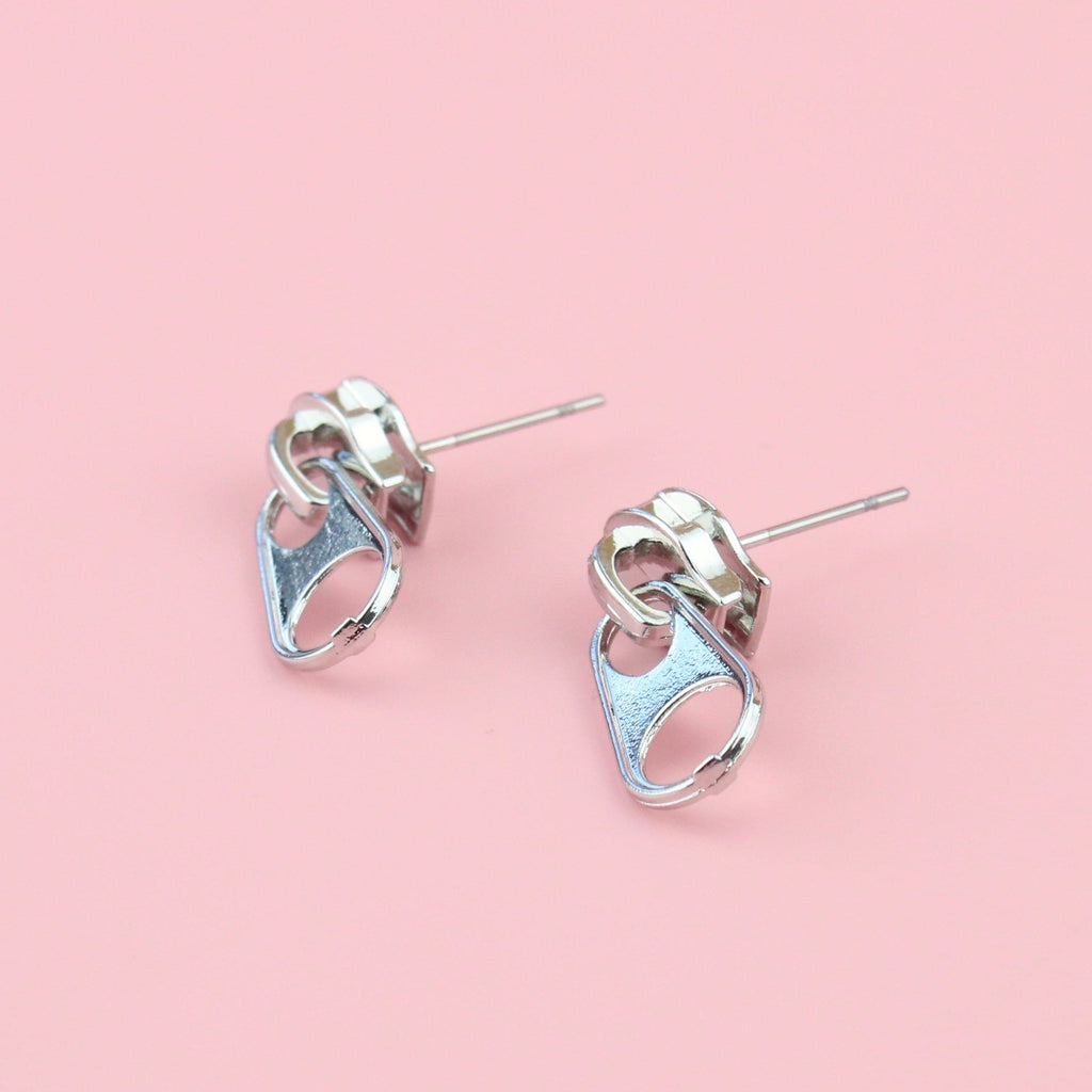 Zipper Earrings (Silver Plated) - Sour Cherry