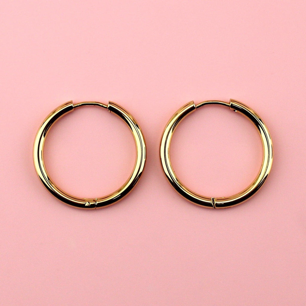 25mm Stainless Steel Hoop Earrings (Gold Plated)