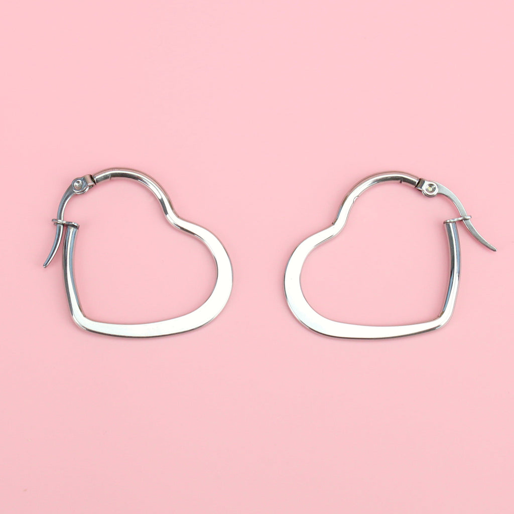 30mm Heart Hoops (Stainless Steel) - Sour Cherry