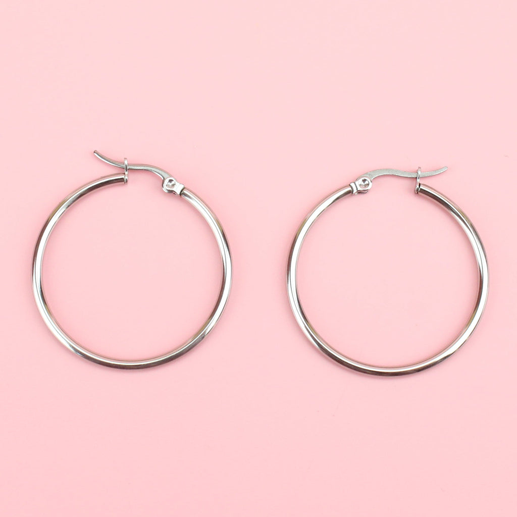 Stainless steel hoops with a hinge on the top