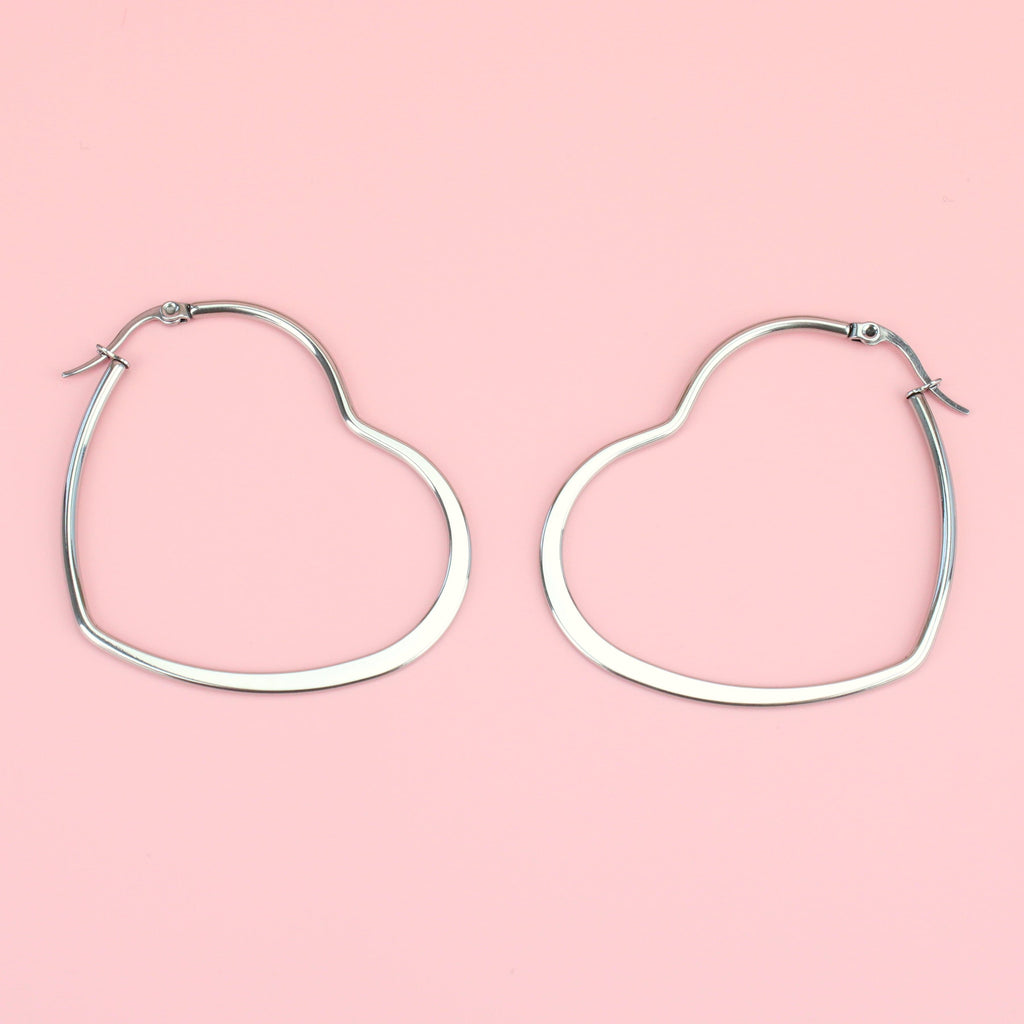 50mm Heart Hoops (Stainless Steel) - Sour Cherry