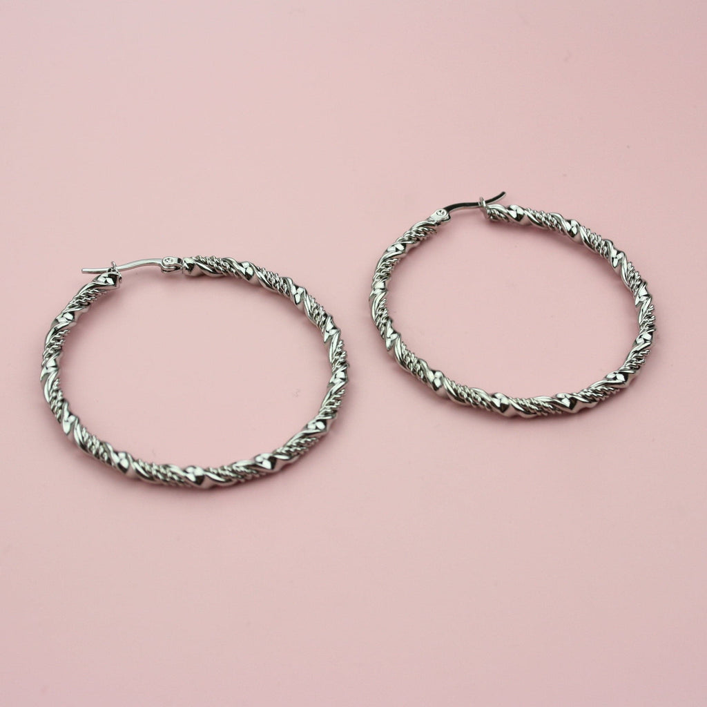 Chunky hoops with a twisted, textured detailing 