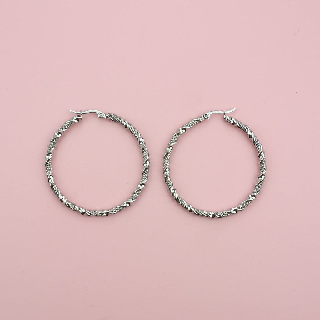 Chunky hoops with a twisted, textured detailing 