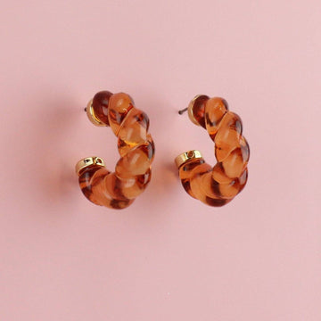 Amber Twist Hoop Earrings - Sour Cherry