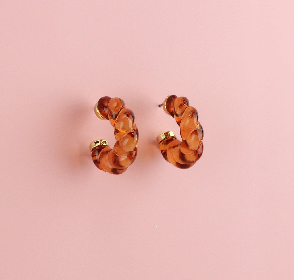 Amber Twist Hoop Earrings - Sour Cherry