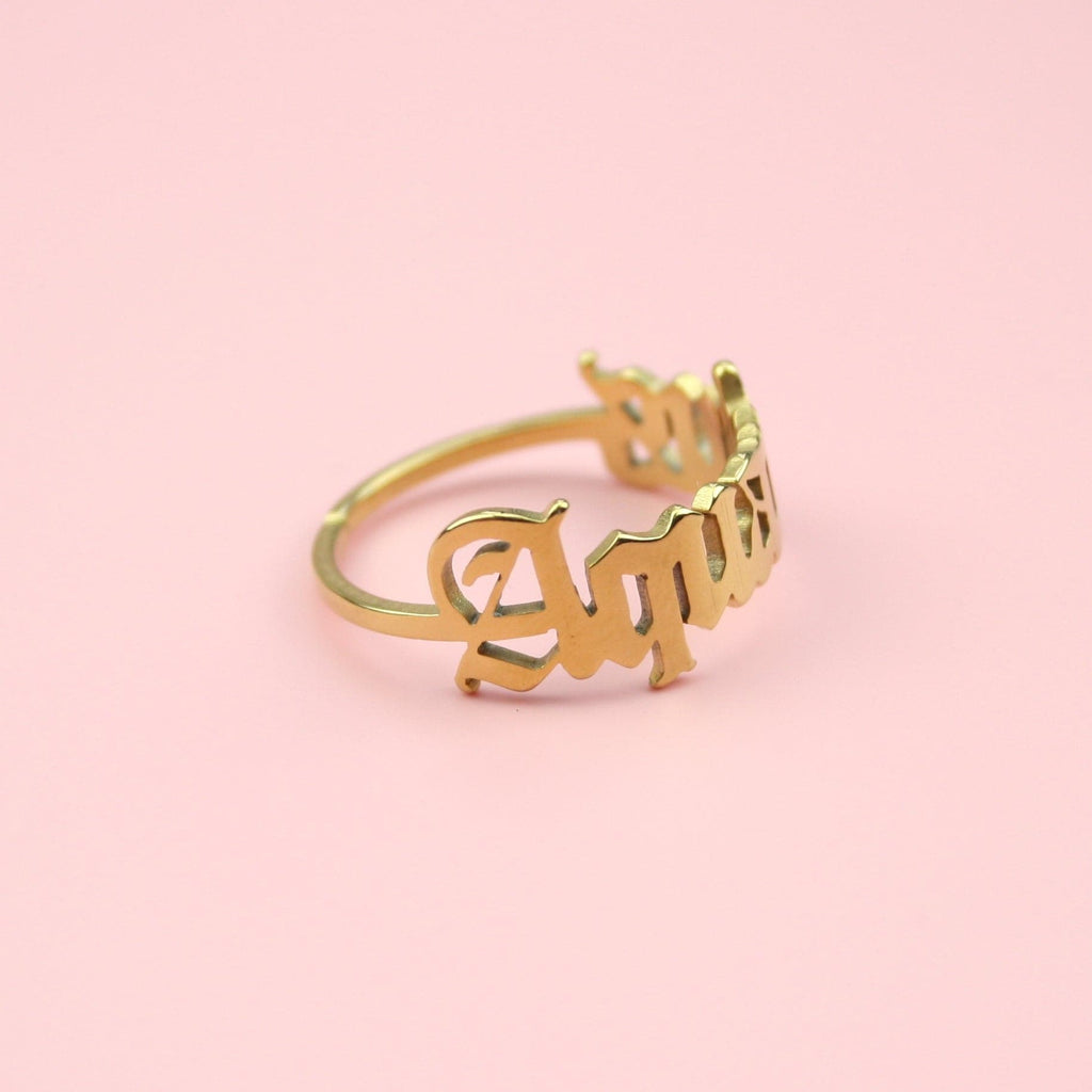 Aquarius Zodiac Ring (Gold Plated) - Sour Cherry