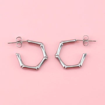 Bamboo Hoop Stud Earrings - Sour Cherry
