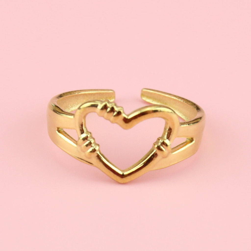 Barbed Wire Heart Ring (Gold-plated) - Sour Cherry