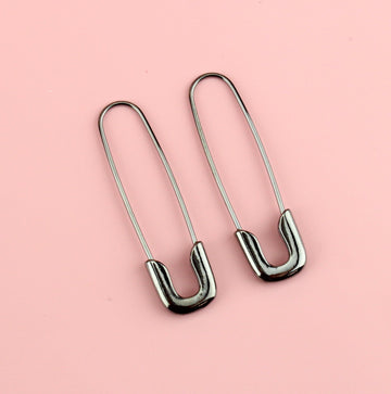 Black Safety Pin Earrings