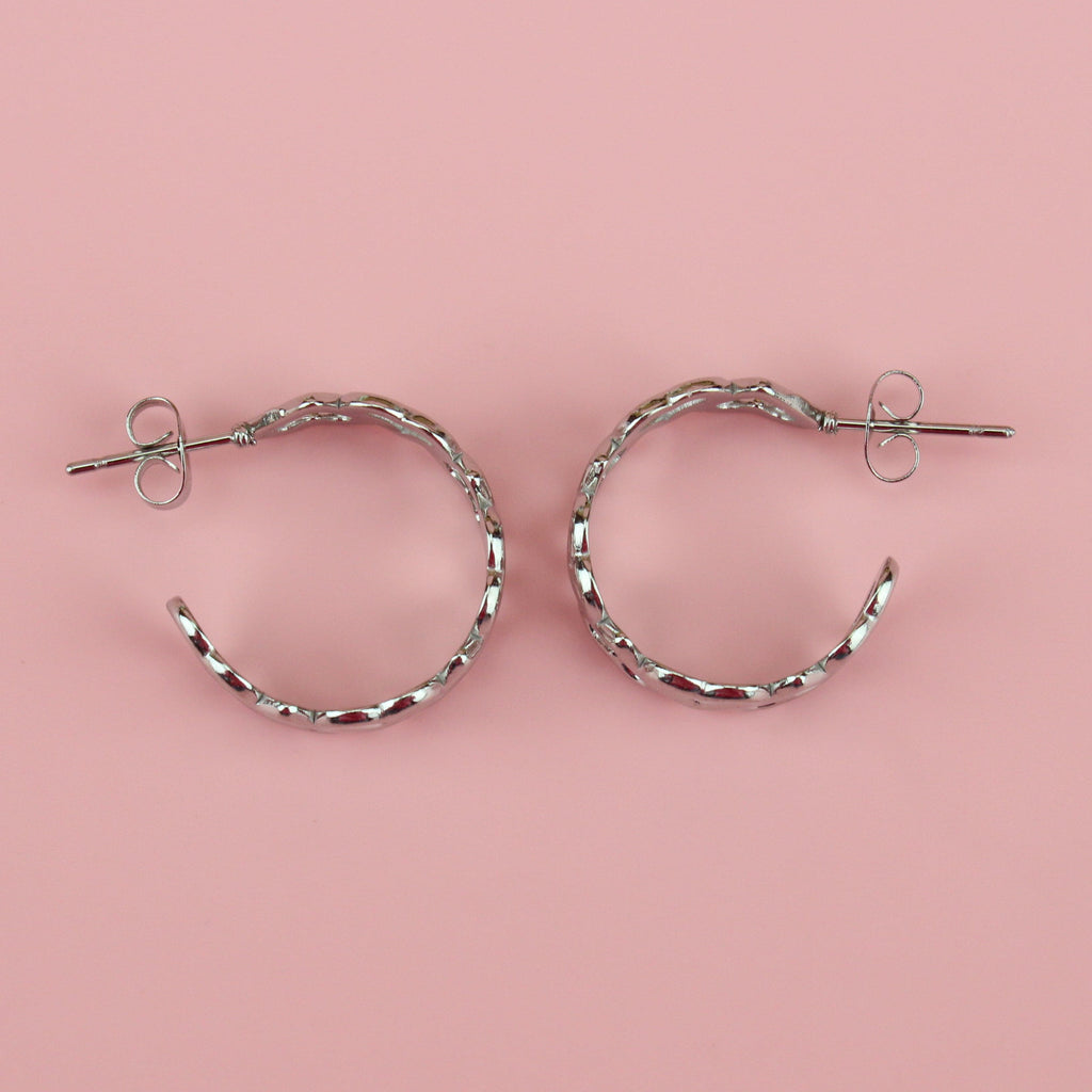 Stainless Steel Hoop Earrings made up of hearts with a stud fitting