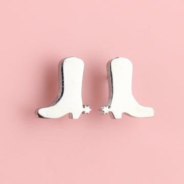 Stainless steel studs in the shape of a cowboy boot with a star at the side of each boot