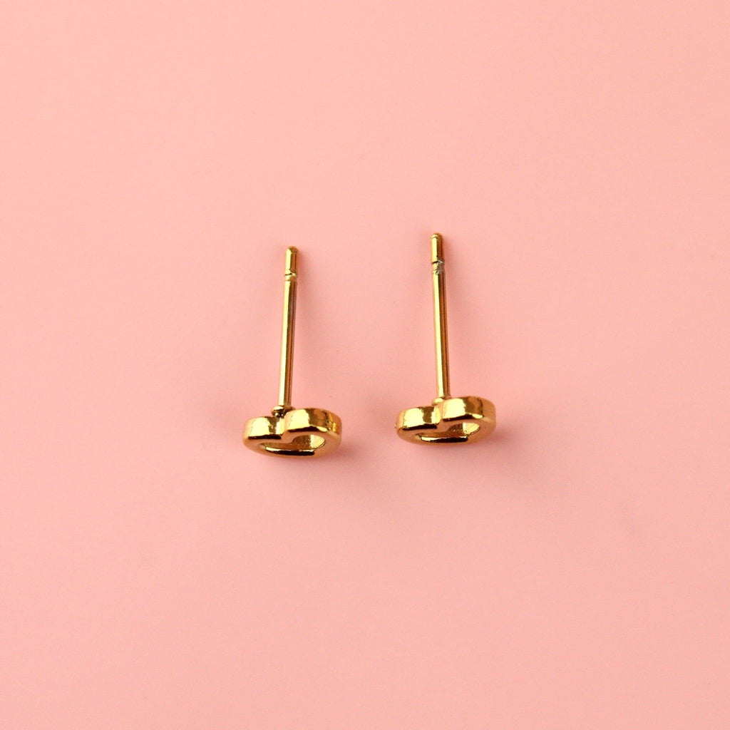 Small gold plated stainless steel cut out heart studs