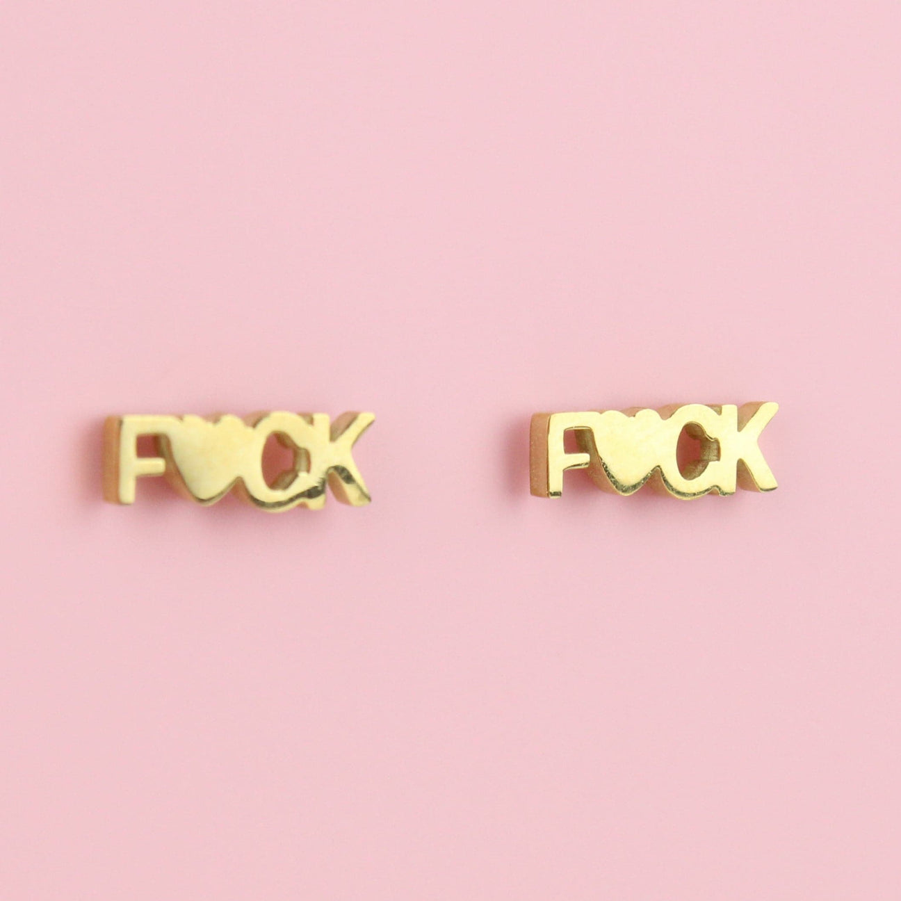 F*CK Stud Earrings (Gold Plated) - Sour Cherry