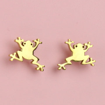 Frog Stud Earrings (Gold Plated) - Sour Cherry