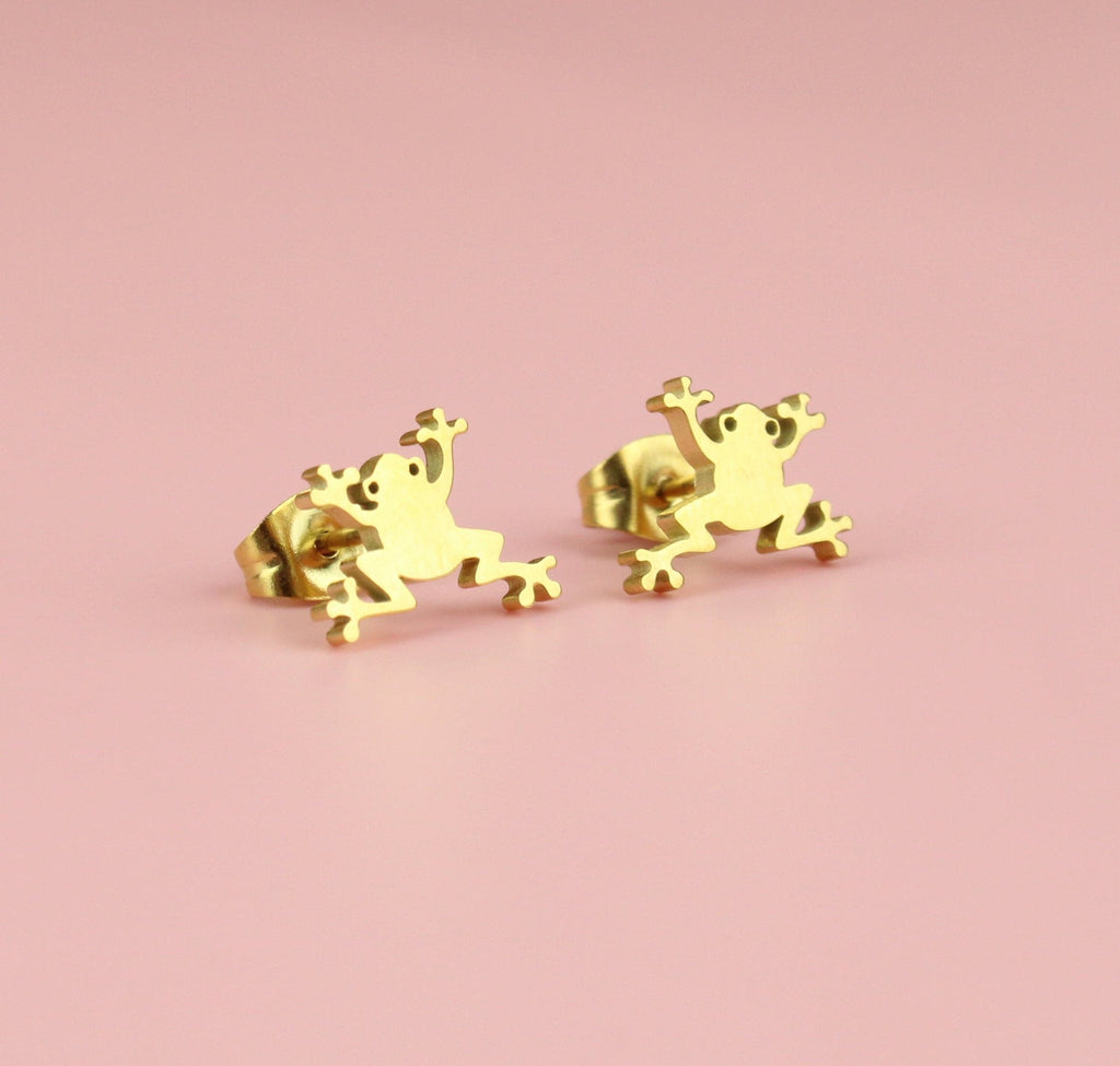 Frog Stud Earrings (Gold Plated) - Sour Cherry