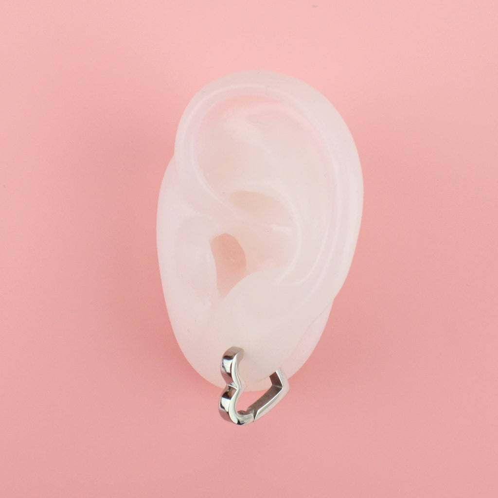 Heart Huggie Hoop Earrings - Sour Cherry