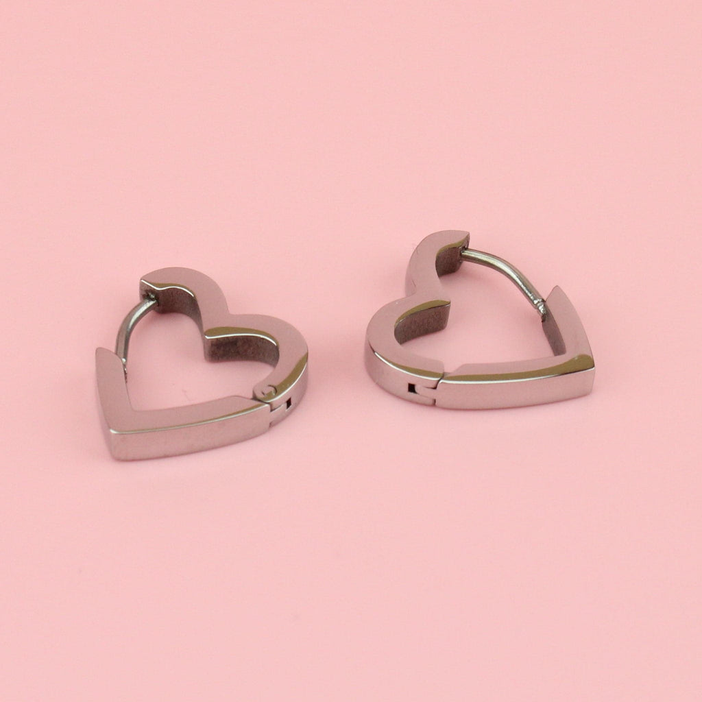 Heart Huggie Hoop Earrings - Sour Cherry