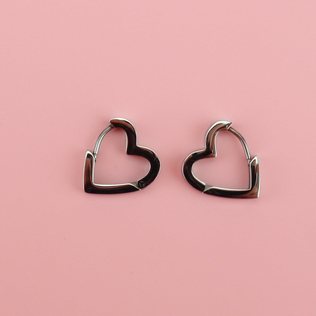 Heart Huggie Hoop Earrings - Sour Cherry