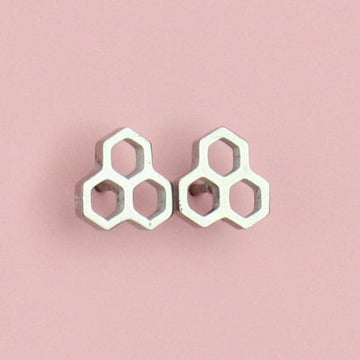 Honeycomb Stud Earrings - Sour Cherry