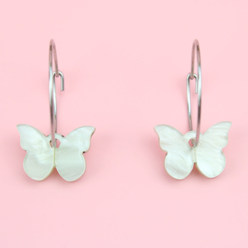 You're My Butterfly, Sugar Baby Hoop Earrings (Marble Green) - Sour Cherry