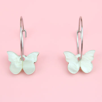 You're My Butterfly, Sugar Baby Hoop Earrings (Marble Green) - Sour Cherry