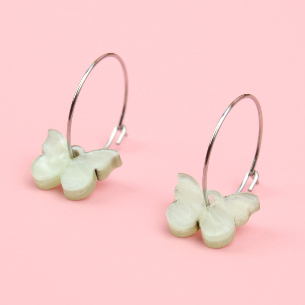 You're My Butterfly, Sugar Baby Hoop Earrings (Marble Green) - Sour Cherry
