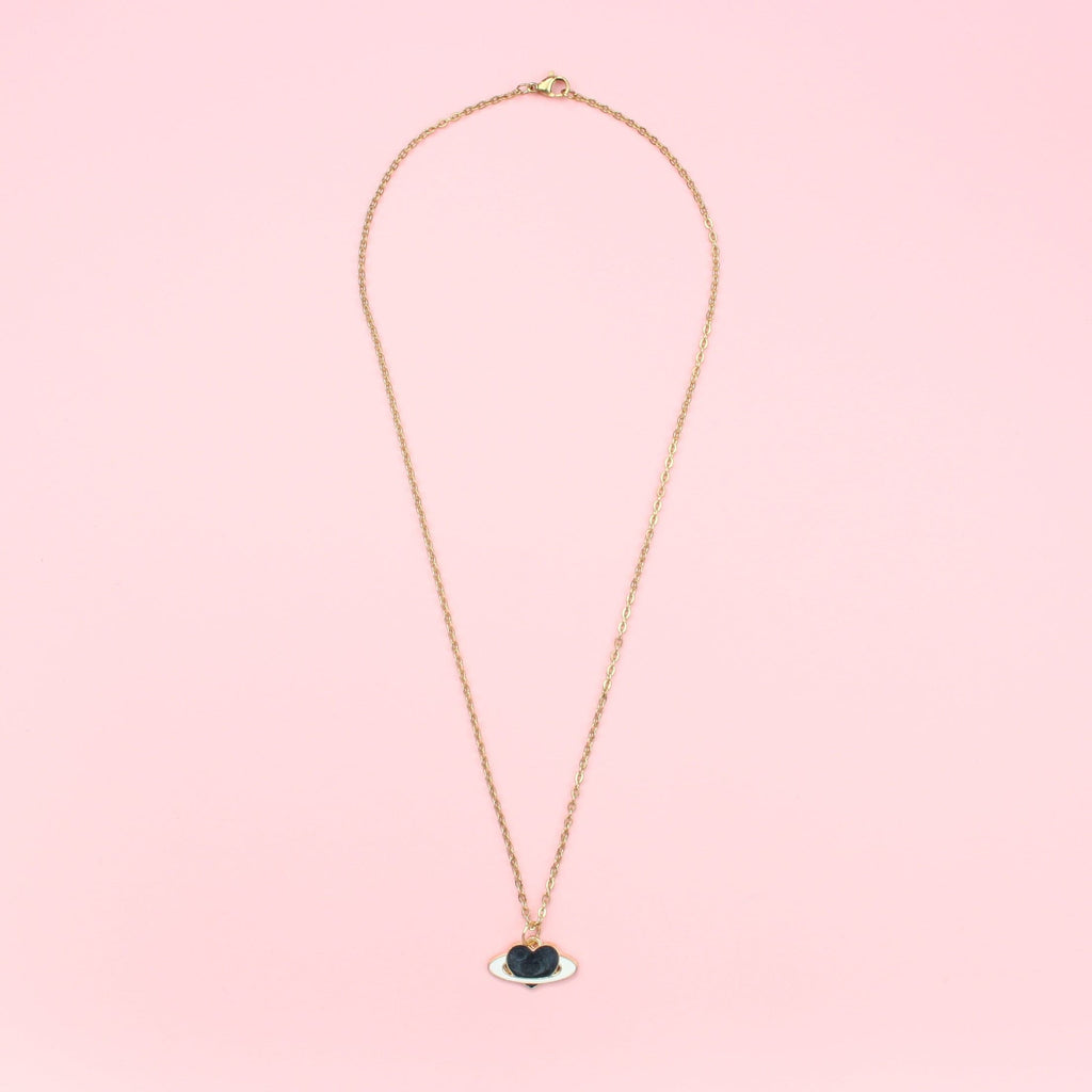 Black Heart Planet Necklace - Sour Cherry