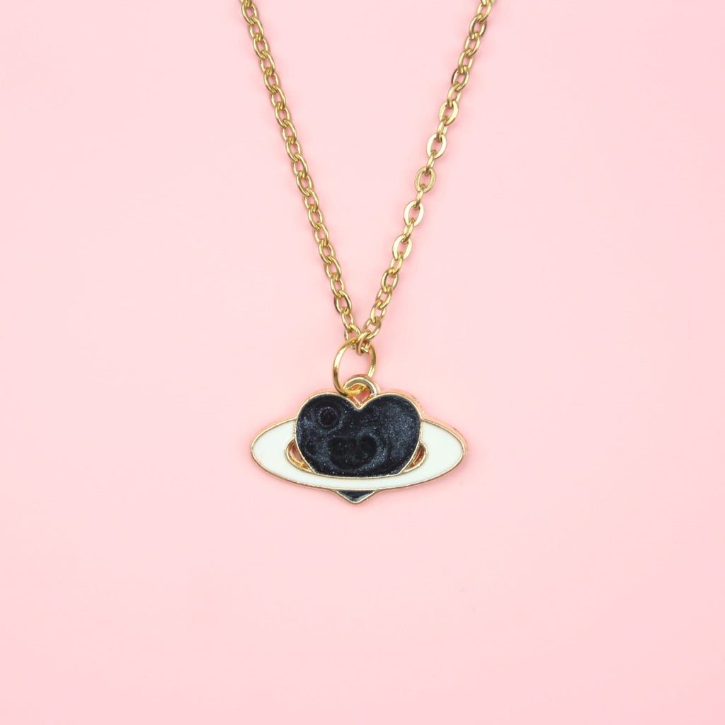 Black Heart Planet Necklace - Sour Cherry