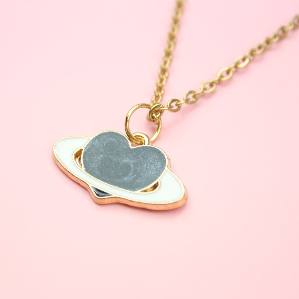 Black Heart Planet Necklace - Sour Cherry