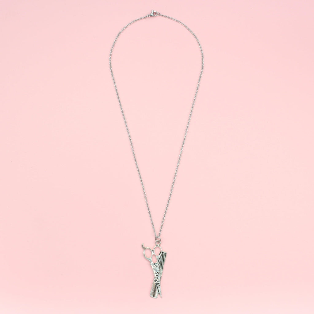 Stylist Scissor & Comb Necklace - Sour Cherry