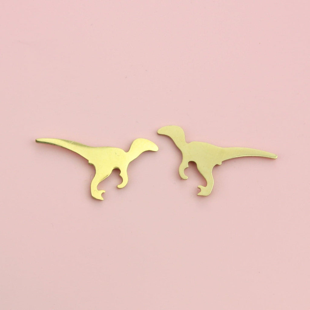 Velociraptor Stud Earrings (Gold Plated) - Sour Cherry