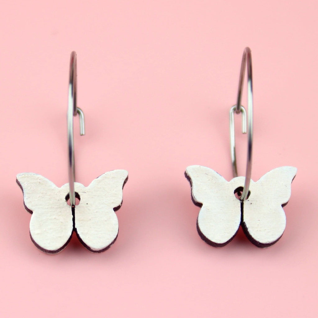 You're My Butterfly, Sugar Baby Hoop Earrings (White) - Sour Cherry