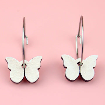 You're My Butterfly, Sugar Baby Hoop Earrings (White) - Sour Cherry