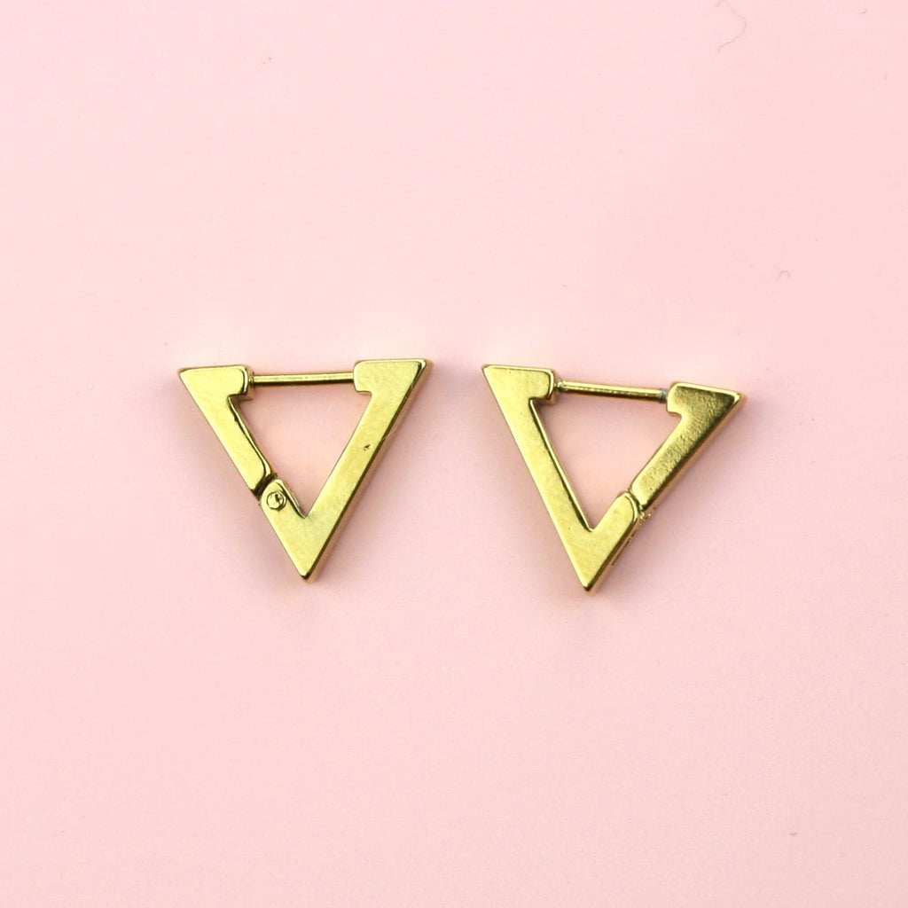 Triangle Huggie Hoop Earrings (Gold Plated) - Sour Cherry