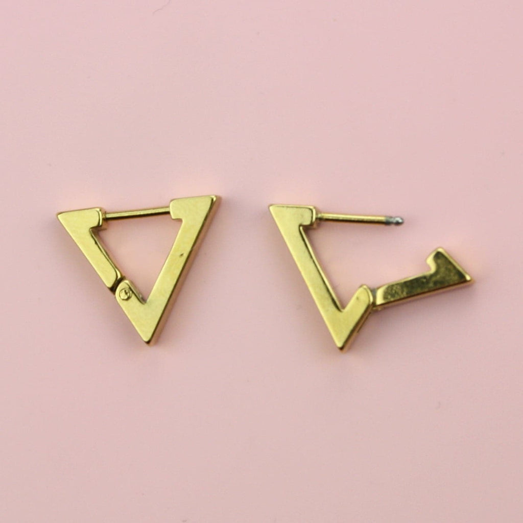 Triangle Huggie Hoop Earrings (Gold Plated) - Sour Cherry