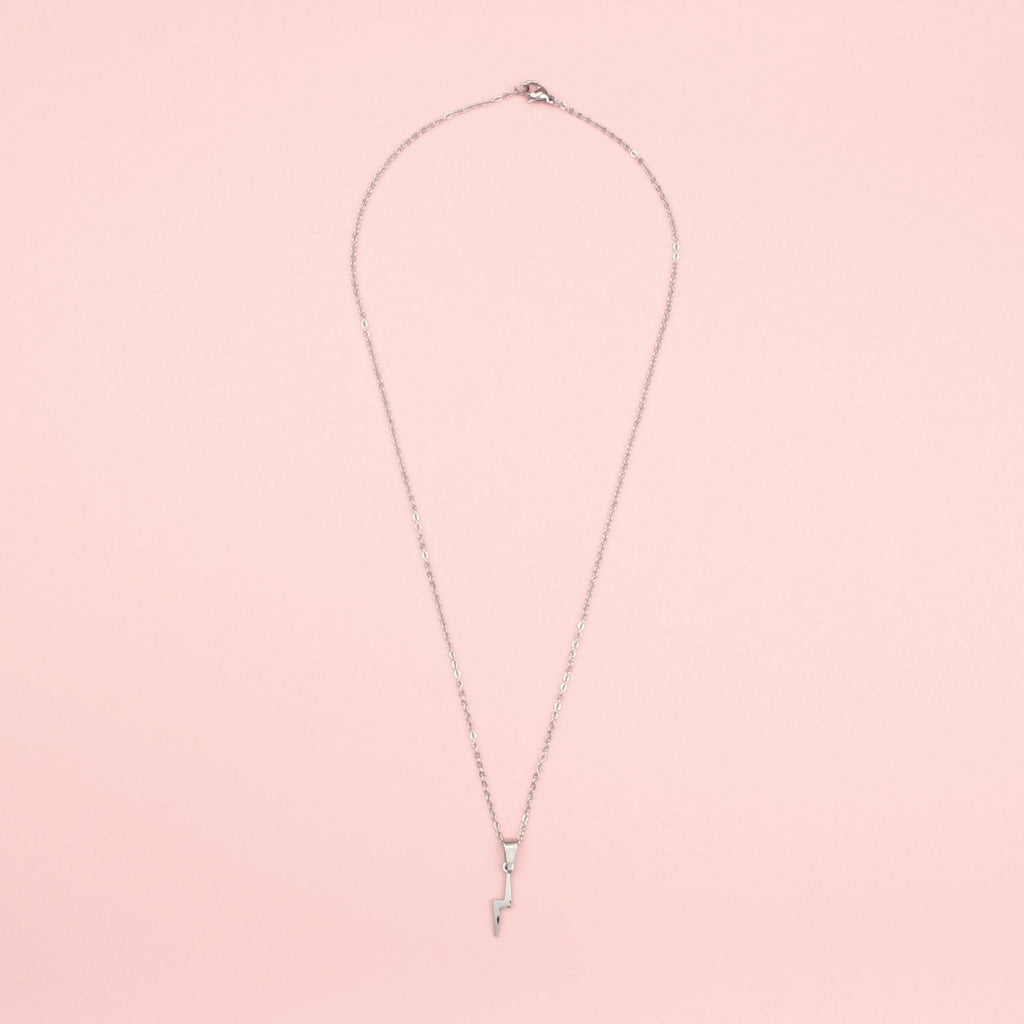 Lightning Bolt Necklace and Stud Earring Set - Sour Cherry
