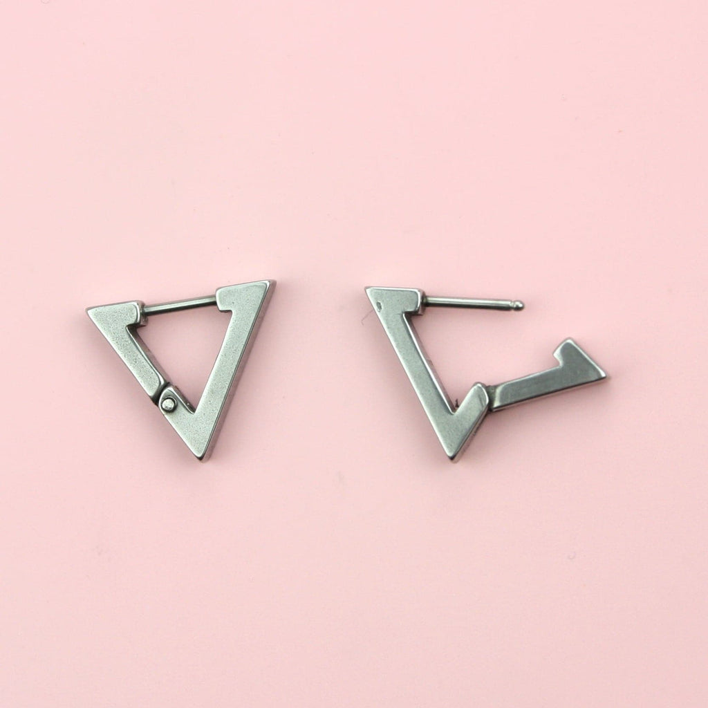 Triangle Huggie Hoop Earrings (Stainless Steel) - Sour Cherry