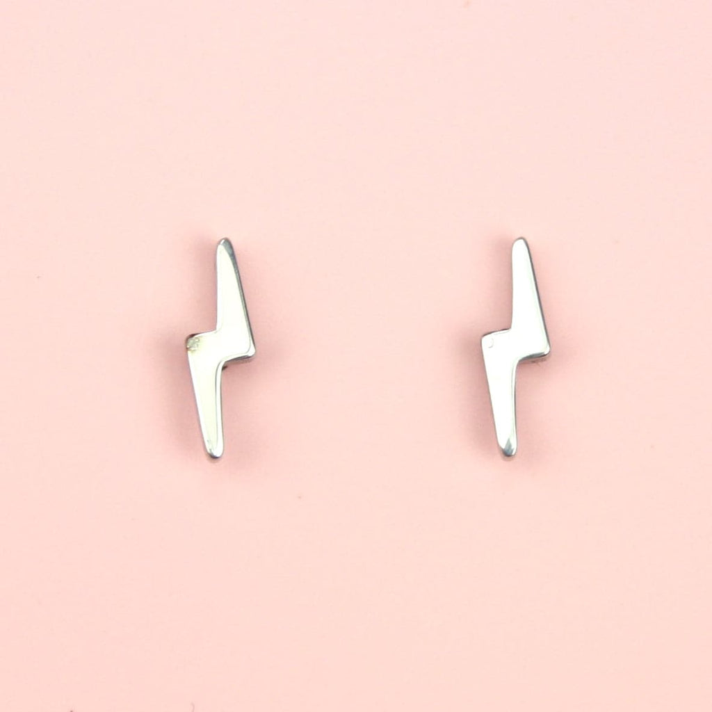 Lightning Bolt Necklace and Stud Earring Set - Sour Cherry