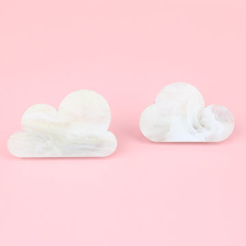 Head In The Clouds Hair Clips In White Marble - Sour Cherry