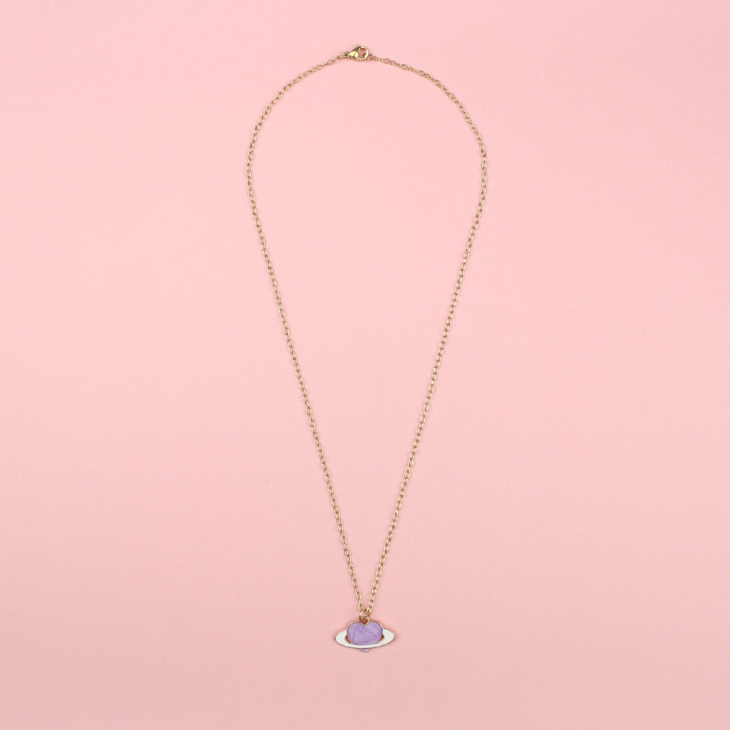 Lilac Heart Planet Necklace - Sour Cherry