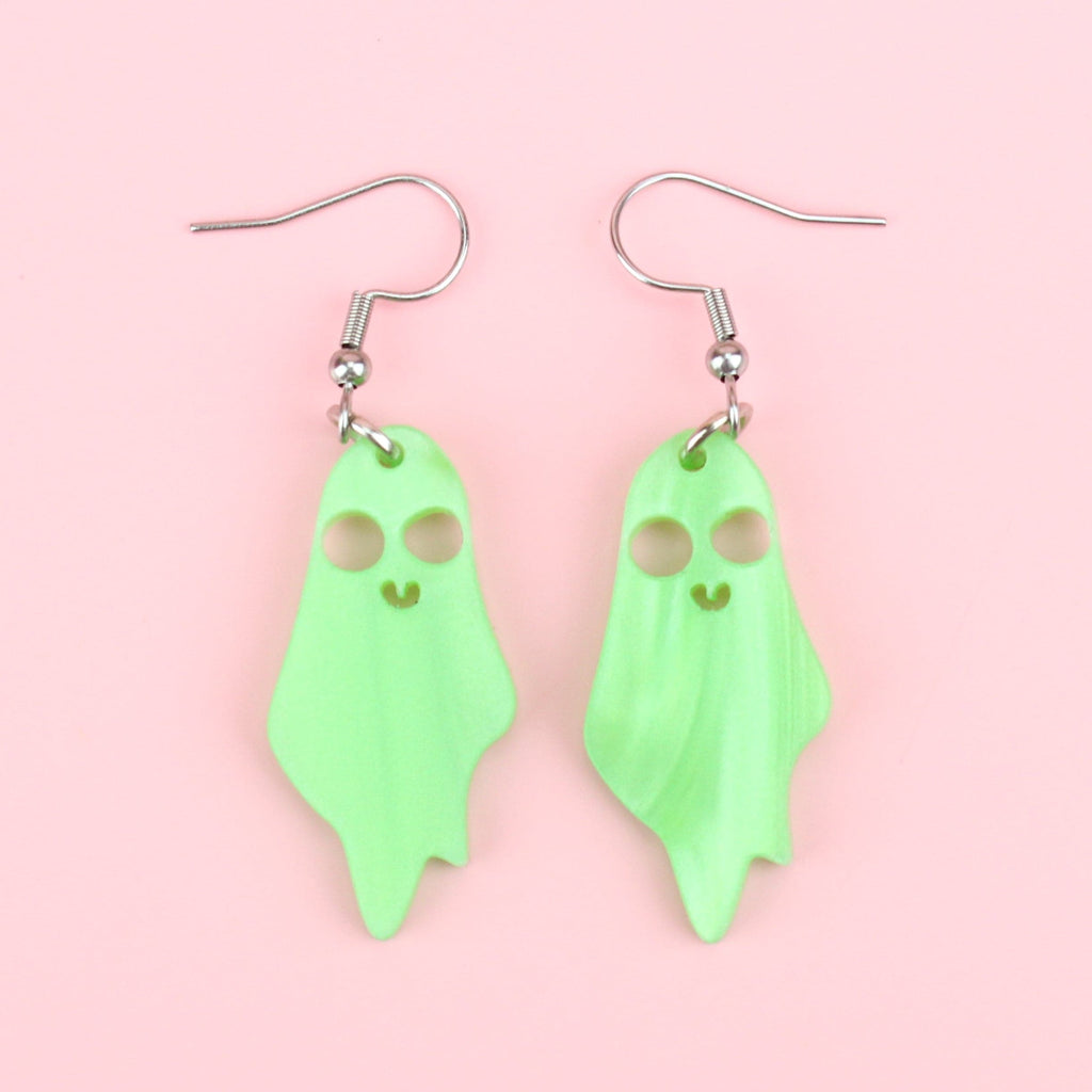 Boo You Whore Marble Green Ghost Earrings - Sour Cherry