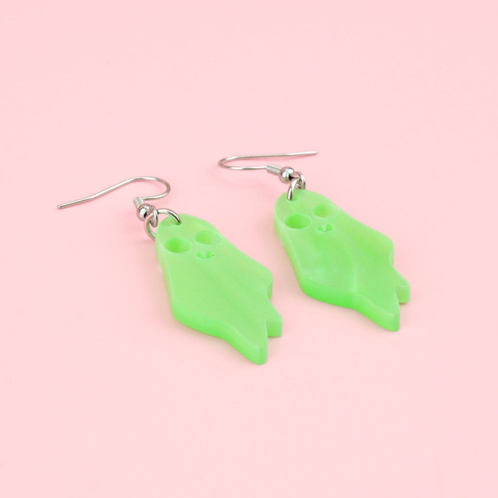 Boo You Whore Marble Green Ghost Earrings - Sour Cherry