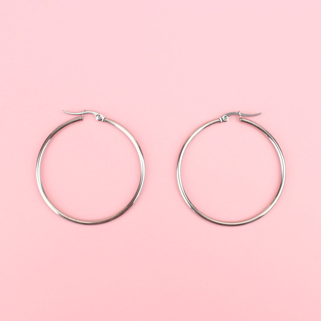 45mm Stainless Steel Hoop Earrings - Sour Cherry