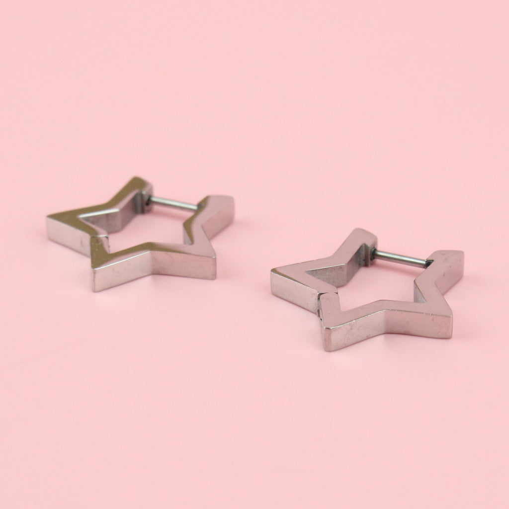 Chunky Star Huggie Hoop Earrings - Sour Cherry