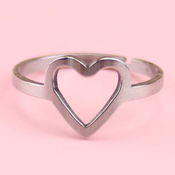 Stainless steel ring with cut out heart